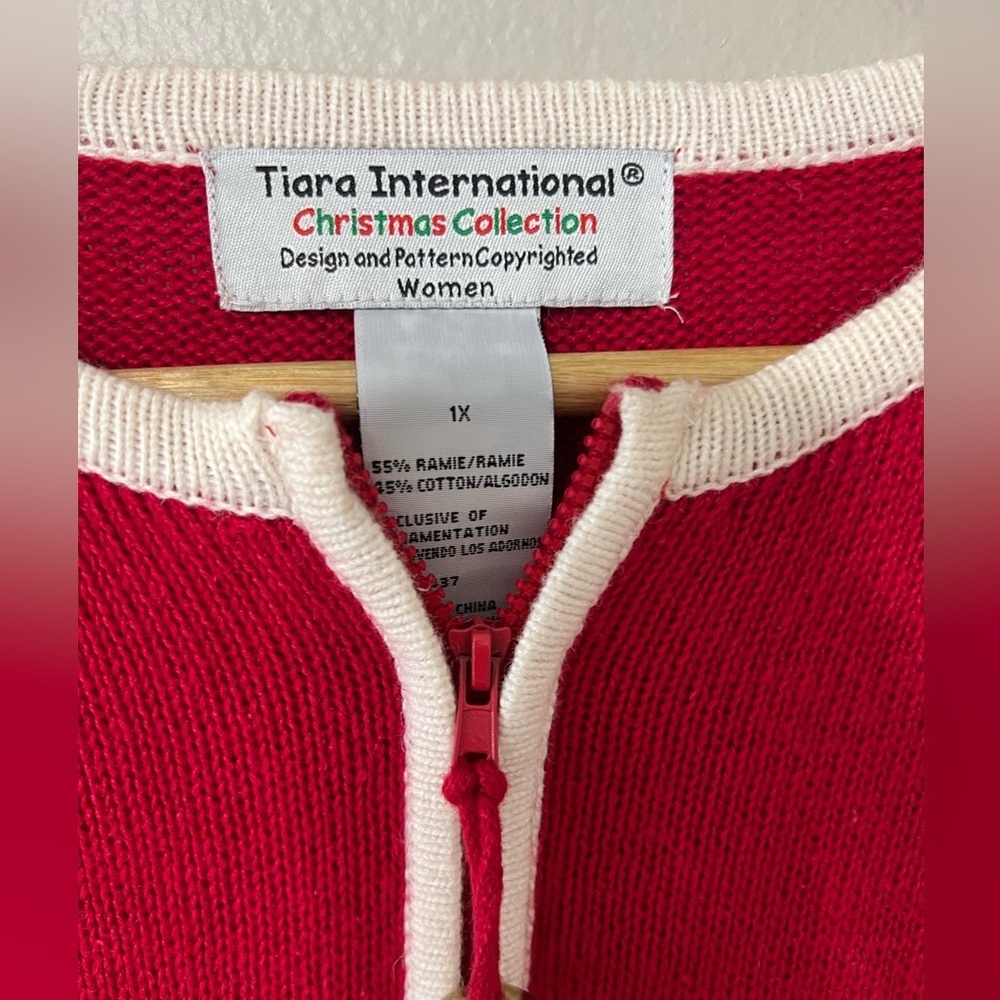 Vintage Tiara International Christmas Collection Stocking Cardigan Sweater XL - Picture 2 of 9
